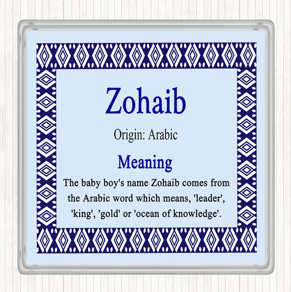 Zohaib Name Meaning Coaster Blue