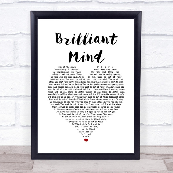 Furniture Brilliant Mind 1986 White Heart Song Lyric Quote Music Framed Print