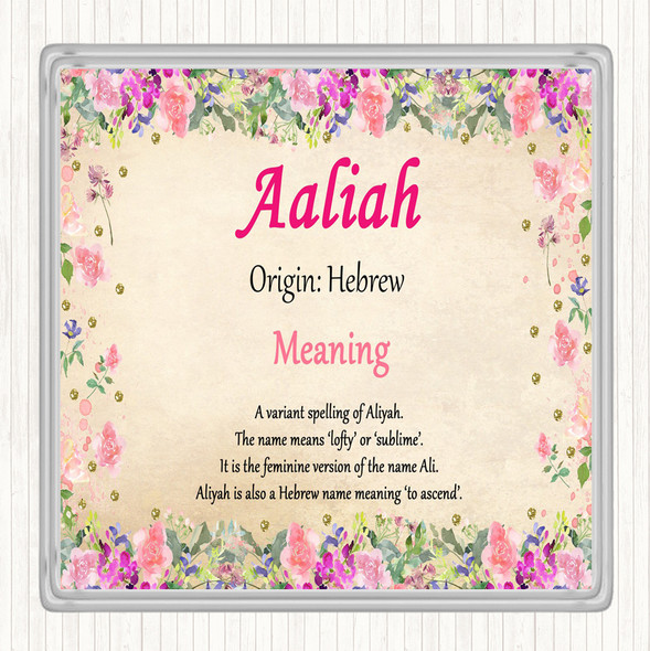 Aaliah Name Meaning Coaster Floral