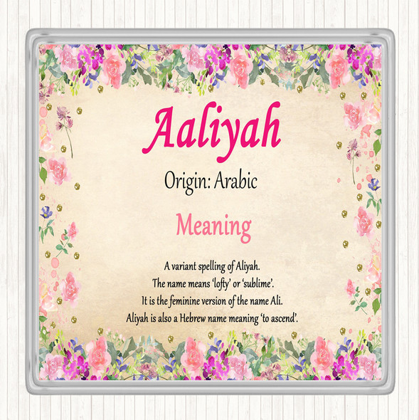 Aaliyah Name Meaning Coaster Floral