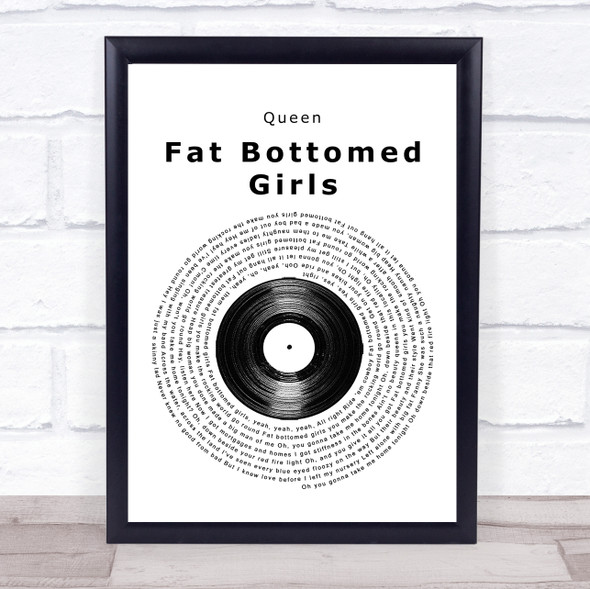 Queen Fat Bottomed Girls Vinyl Record Song Lyric Quote Music Framed Print