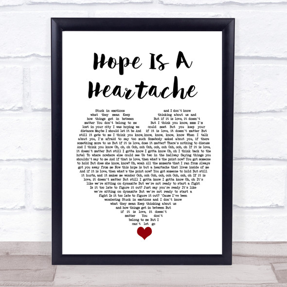 LÉON Hope Is A Heartache White Heart Song Lyric Quote Music Framed Print