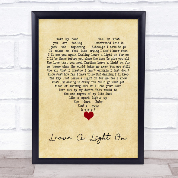 Belinda Carlisle Leave A Light On Vintage Heart Song Lyric Quote Music Framed Print