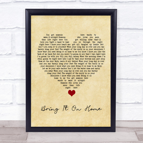 Little Big Town Bring It On Home Vintage Heart Song Lyric Quote Music Framed Print