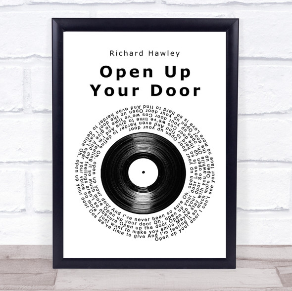 Richard Hawley Open Up Your Door Vinyl Record Song Lyric Quote Music Framed Print