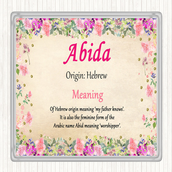 Abida Name Meaning Coaster Floral