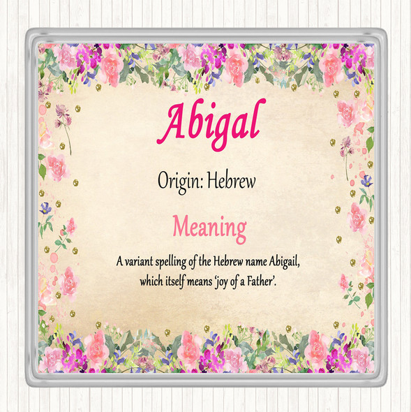 Abigal Name Meaning Coaster Floral