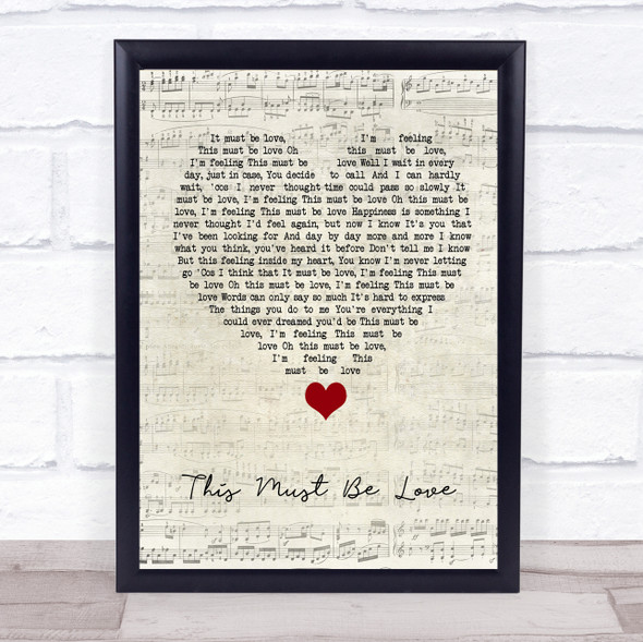 Phil Collins This Must Be Love Script Heart Song Lyric Quote Music Framed Print