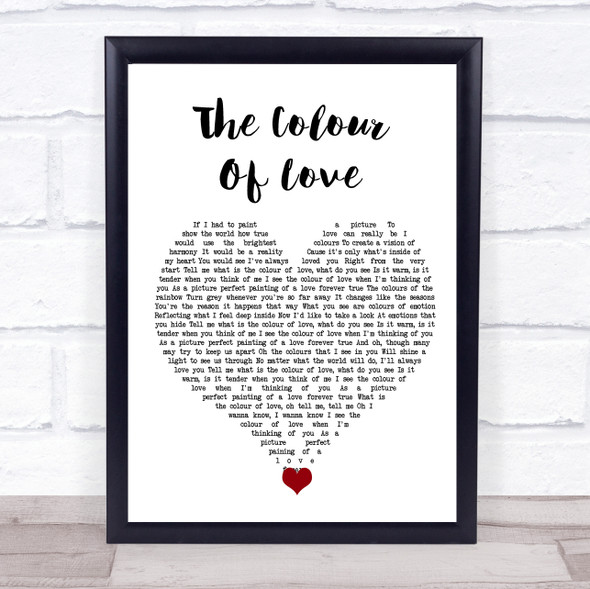 Billy Ocean The Colour Of Love White Heart Song Lyric Quote Music Framed Print