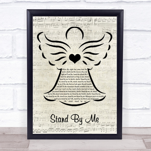 Ben E King Stand By Me Music Script Angel Song Lyric Quote Music Framed Print