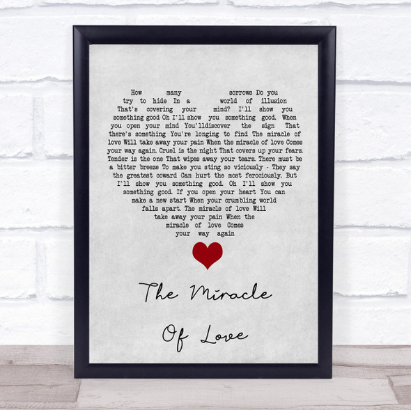 Eurythmics The Miracle Of Love Grey Heart Song Lyric Quote Music Framed Print