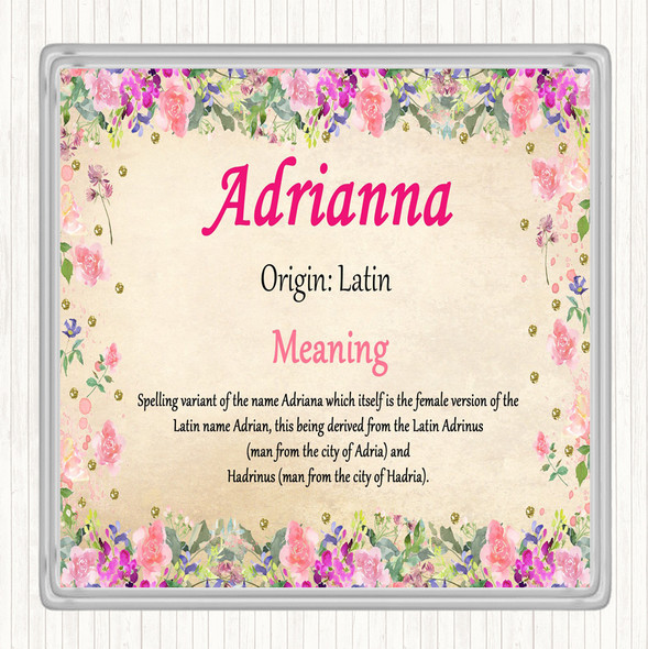 Adrianna Name Meaning Coaster Floral