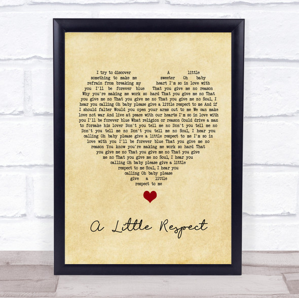 Erasure A Little Respect Vintage Heart Song Lyric Quote Music Framed Print