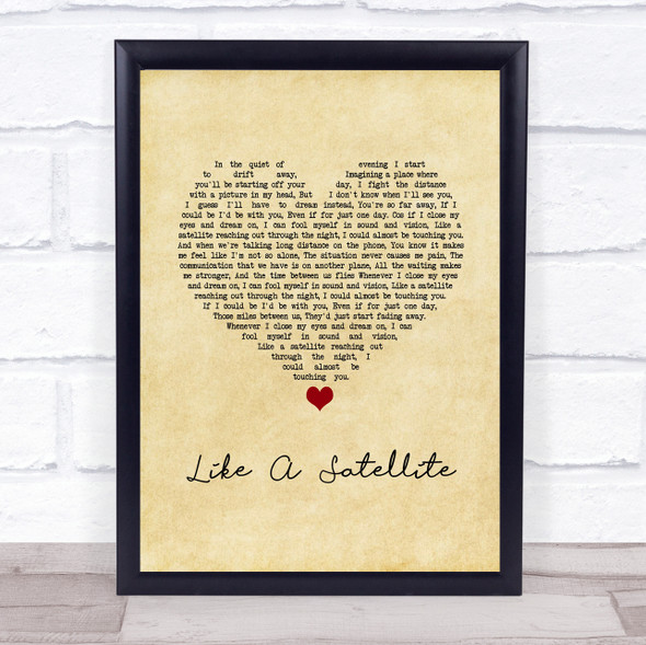 Thunder Like A Satellite Vintage Heart Song Lyric Quote Music Framed Print