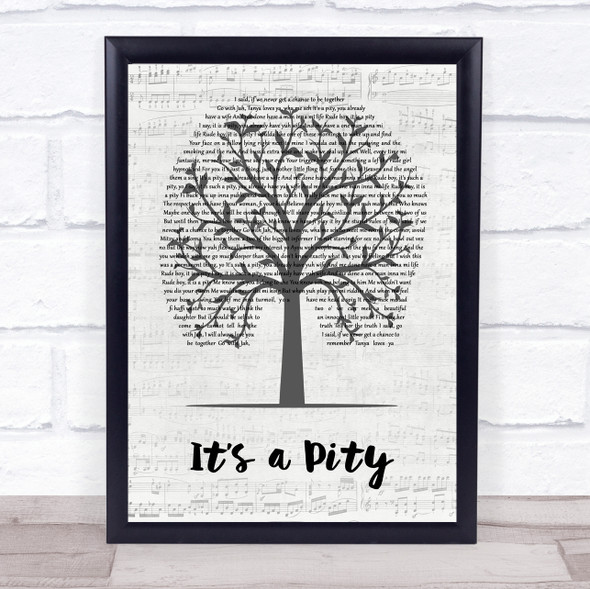 Laid Blak feat Tanya Lacey Its a Pity Music Script Tree Song Lyric Quote Music Framed Print