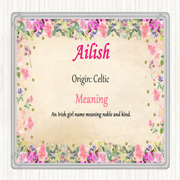 Ailish Name Meaning Coaster Floral