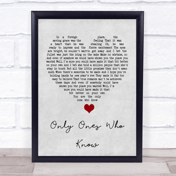 Arctic Monkeys Only Ones Who Know Grey Heart Song Lyric Quote Music Framed Print