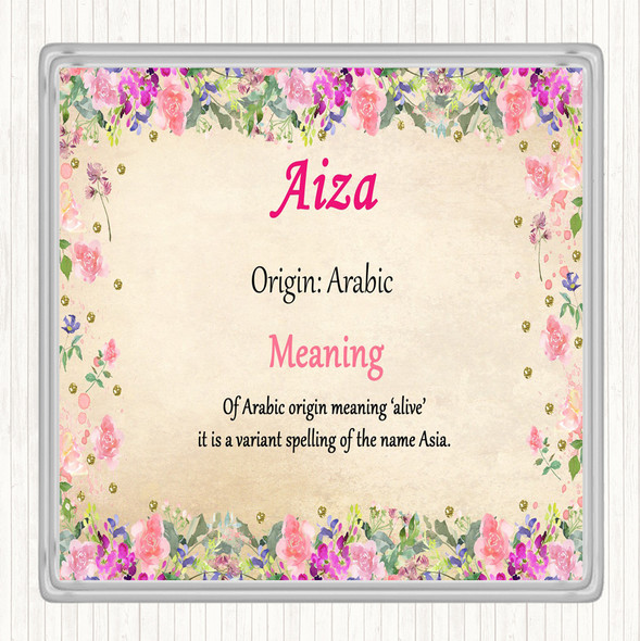 Aiza Name Meaning Coaster Floral