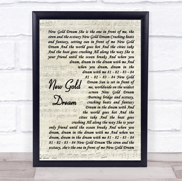 Simple Minds New Gold Dream Vintage Script Song Lyric Quote Music Framed Print