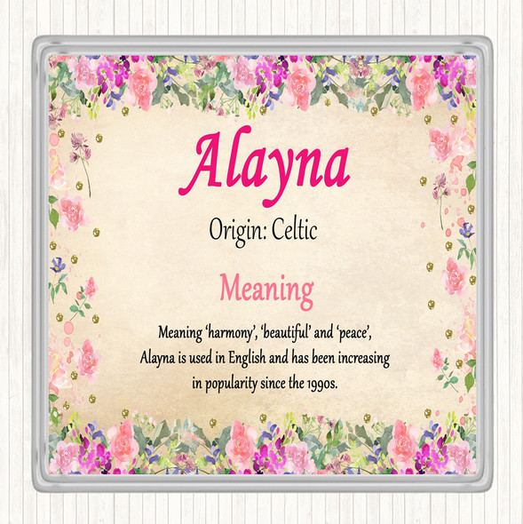 Alayna Name Meaning Coaster Floral