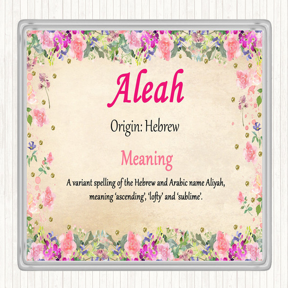 Aleah Name Meaning Coaster Floral