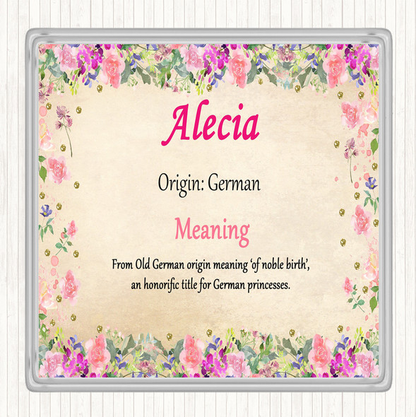 Alecia Name Meaning Coaster Floral