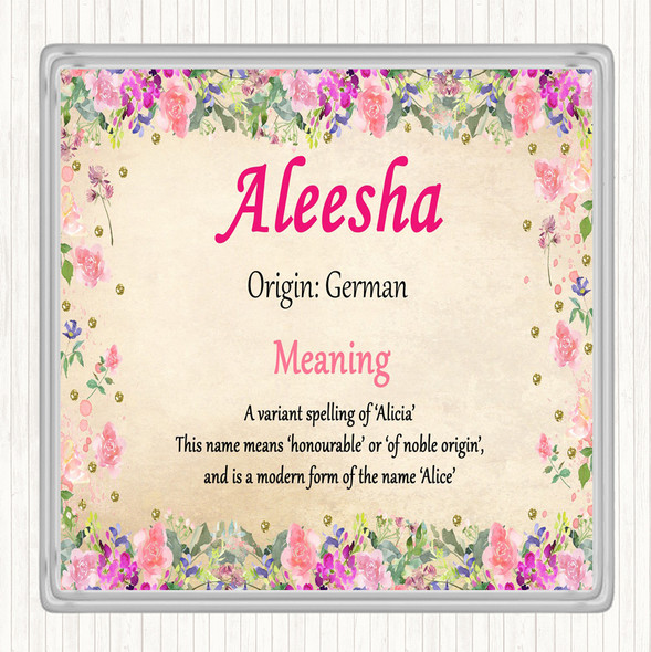 Aleesha Name Meaning Coaster Floral