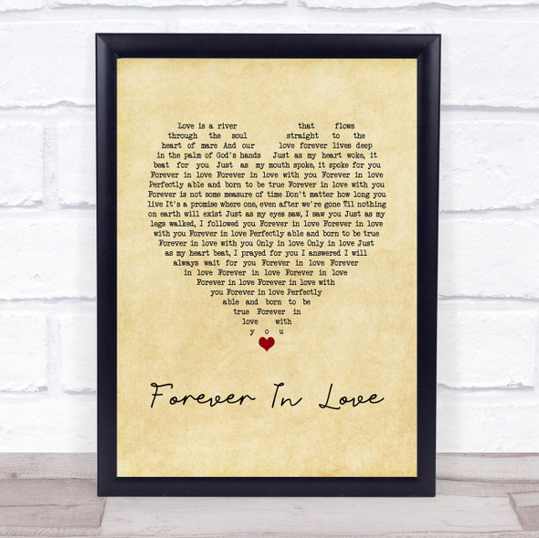 Brighten Forever In Love Vintage Heart Song Lyric Quote Music Framed Print