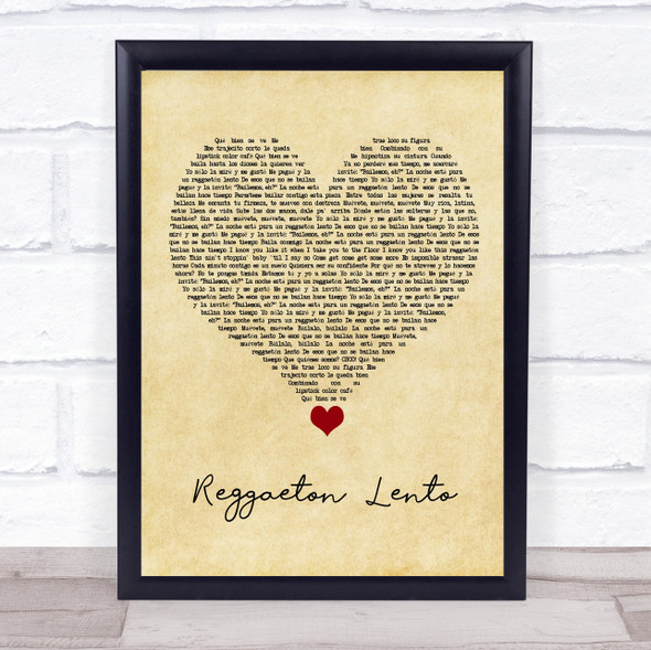 CNCO Reggaeton Lento Vintage Heart Song Lyric Quote Music Framed Print