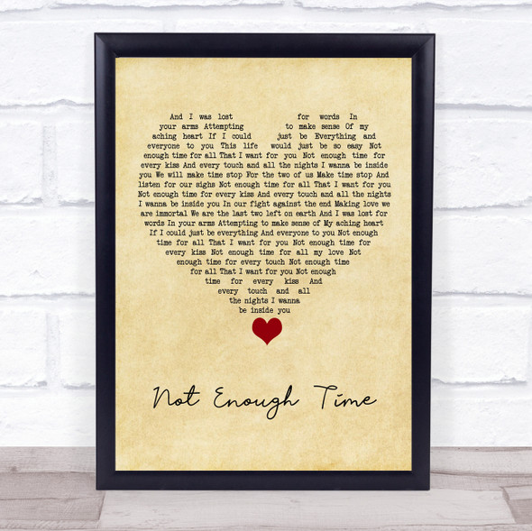 INXS Not Enough Time Vintage Heart Song Lyric Quote Music Framed Print