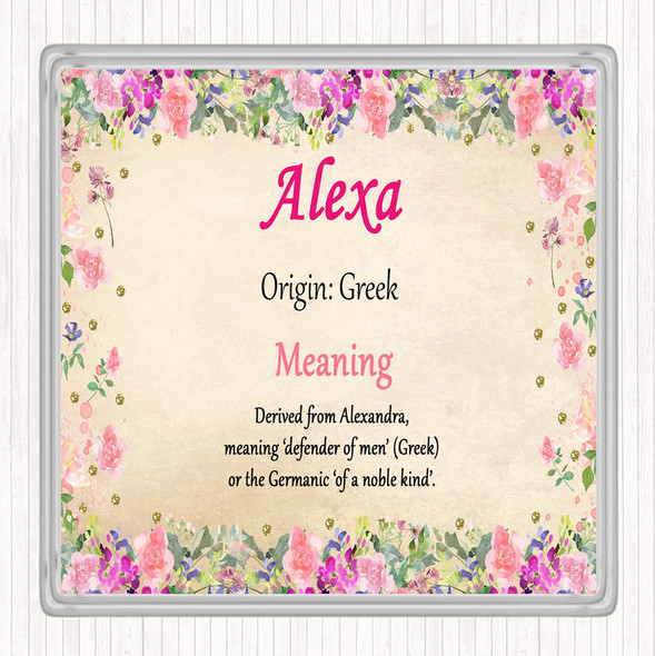 Alexa Name Meaning Coaster Floral