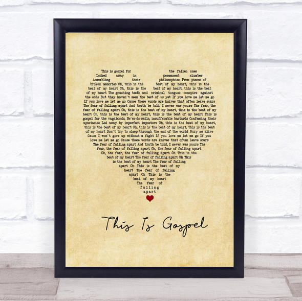 Panic! At The Disco This Is Gospel Vintage Heart Song Lyric Quote Music Framed Print