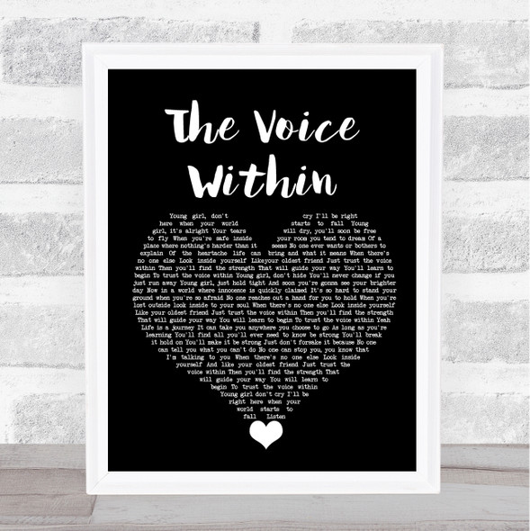 Christina Aguilera The Voice Within Black Heart Song Lyric Quote Music Framed Print