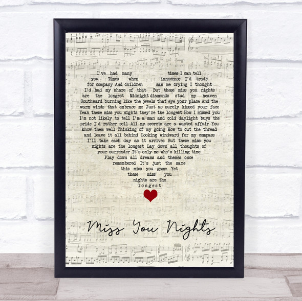 Cliff Richard Miss You Nights Script Heart Song Lyric Quote Music Framed Print