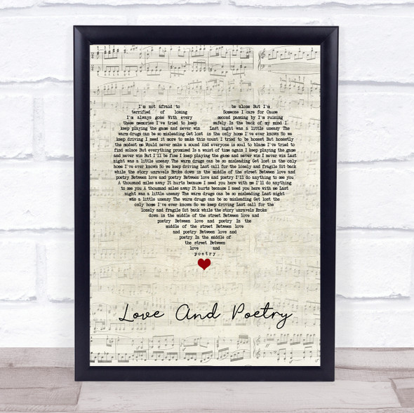 Oh, Weatherly Love And Poetry Script Heart Song Lyric Quote Music Framed Print