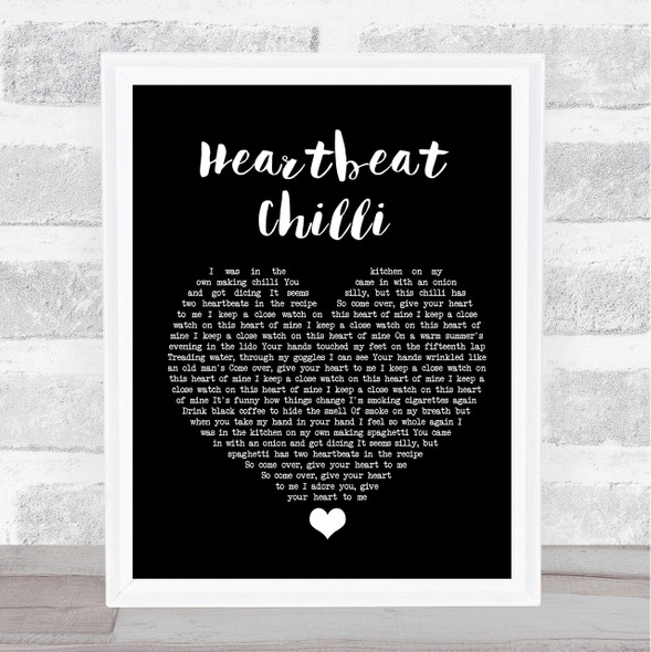 Allo Darlin' Heartbeat Chilli Black Heart Song Lyric Quote Music Framed Print