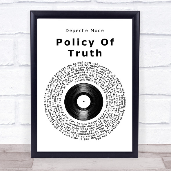 Depeche Mode Policy Of Truth Vinyl Record Song Lyric Quote Music Framed Print