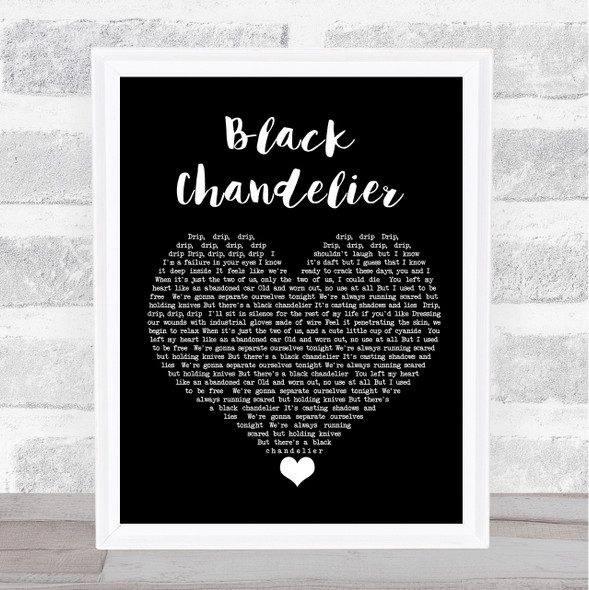 Biffy Clyro Black Chandelier Black Heart Song Lyric Quote Music Framed Print