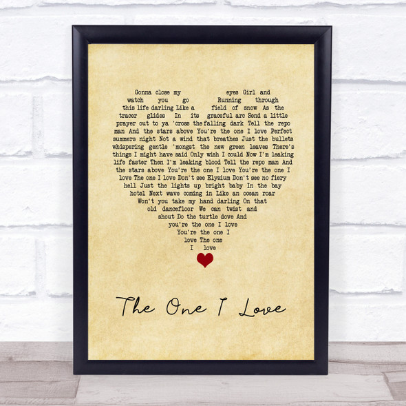 David Gray The One I Love Vintage Heart Song Lyric Quote Music Framed Print