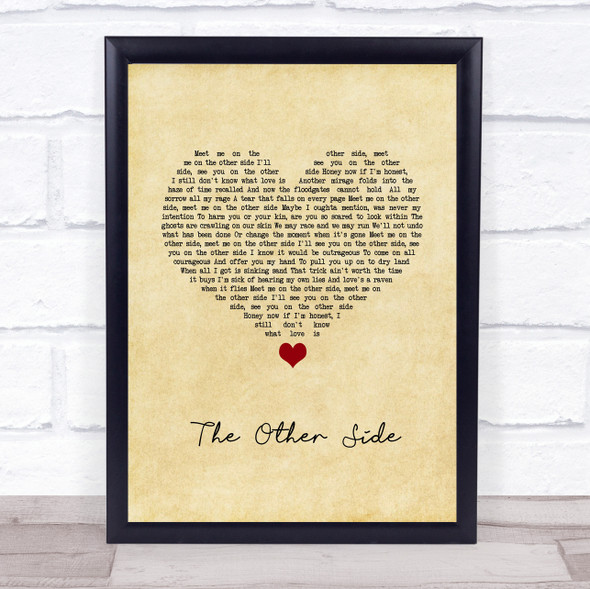 David Gray The Other Side Vintage Heart Song Lyric Quote Music Framed Print