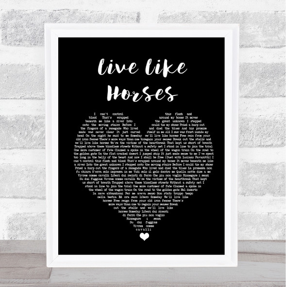 Elton John Live Like Horses Black Heart Song Lyric Quote Music Framed Print