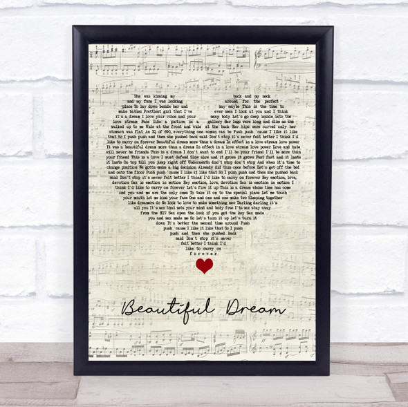 Adam Ant Beautiful Dream Script Heart Song Lyric Quote Music Framed Print