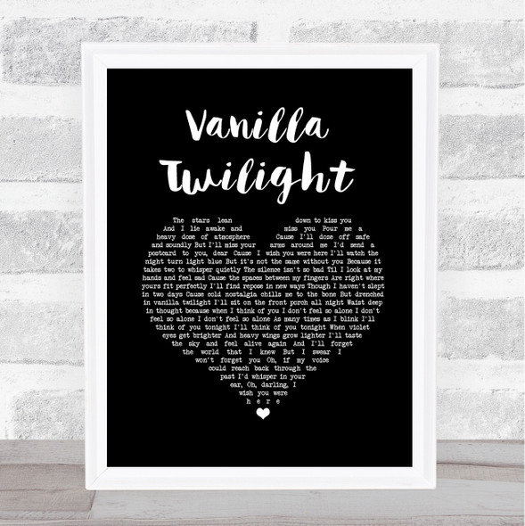 Owl City Vanilla Twilight Black Heart Song Lyric Quote Music Framed Print
