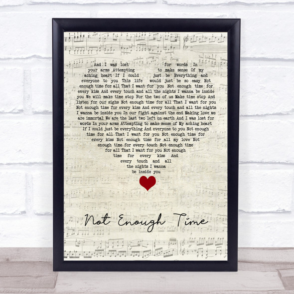 INXS Not Enough Time Script Heart Song Lyric Quote Music Framed Print