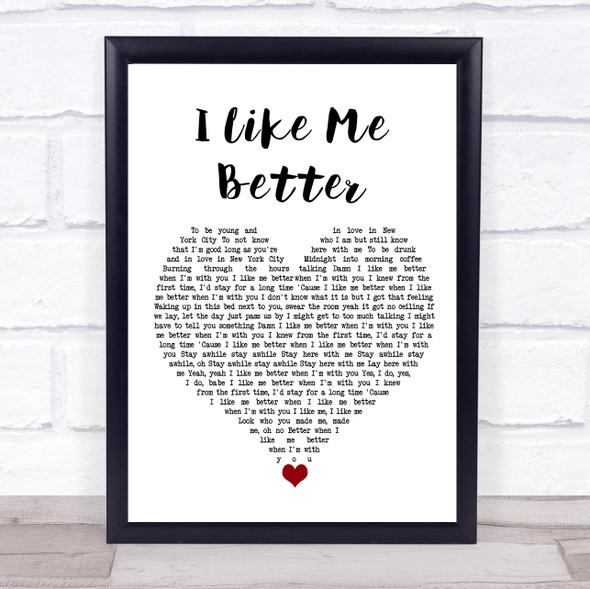 Lauv I Like Me Better White Heart Song Lyric Quote Music Framed Print