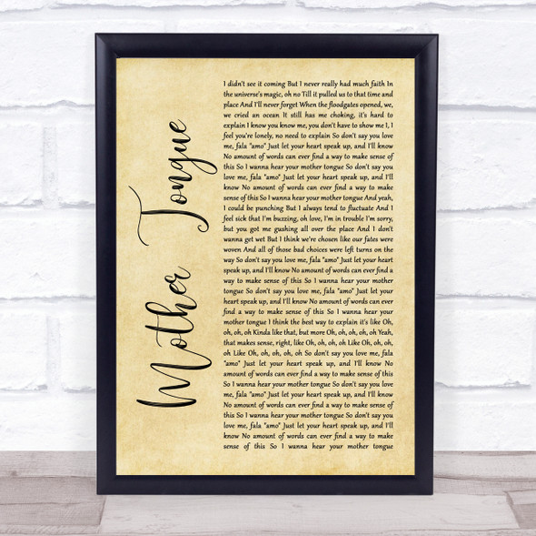 Bring Me The Horizon Mother Tongue Rustic Script Song Lyric Quote Music Framed Print