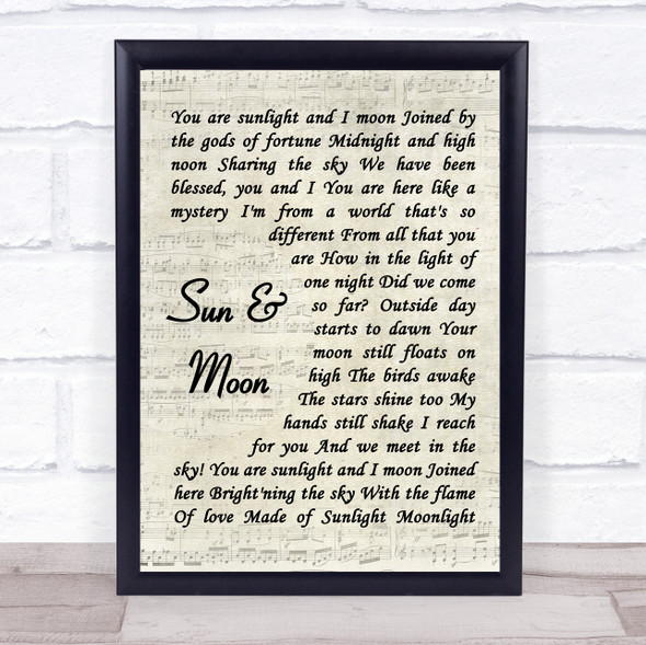 Miss Saigon Musical Sun And Moon Vintage Script Song Lyric Quote Music Framed Print