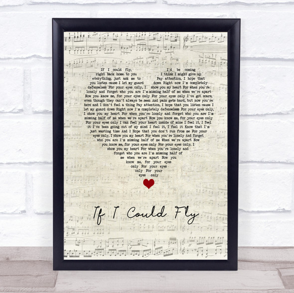 One Direction If I Could Fly Script Heart Song Lyric Quote Music Framed Print