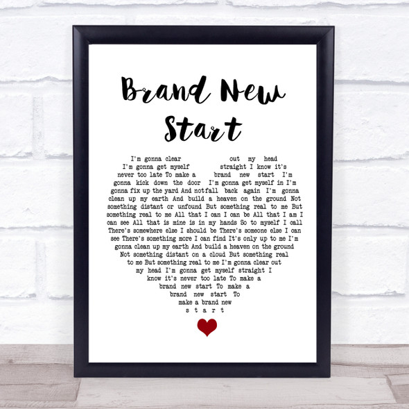 Paul Weller Brand New Start White Heart Song Lyric Quote Music Framed Print