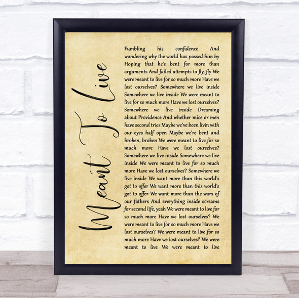 Switchfoot Meant To Live Rustic Script Song Lyric Quote Music Framed Print